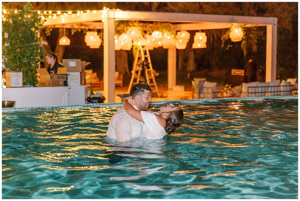 pool party at end of wedding