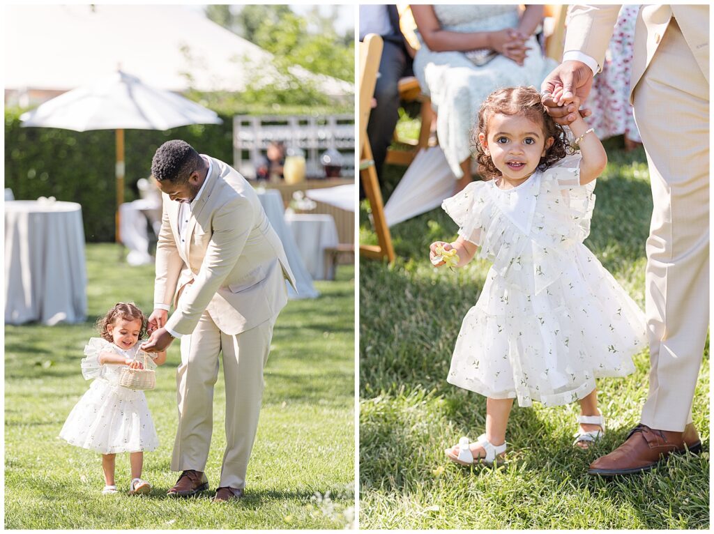 Flower girl walking down the aisle at Cornerstone Sonoma