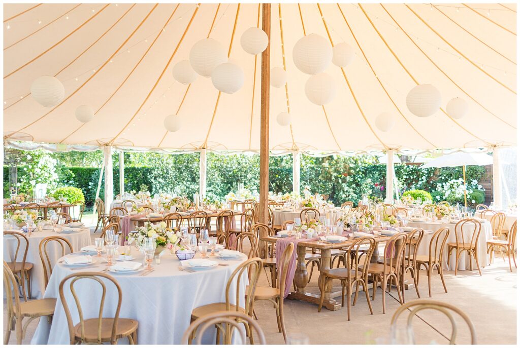 Wedding reception in tent at Cornerstone Sonoma