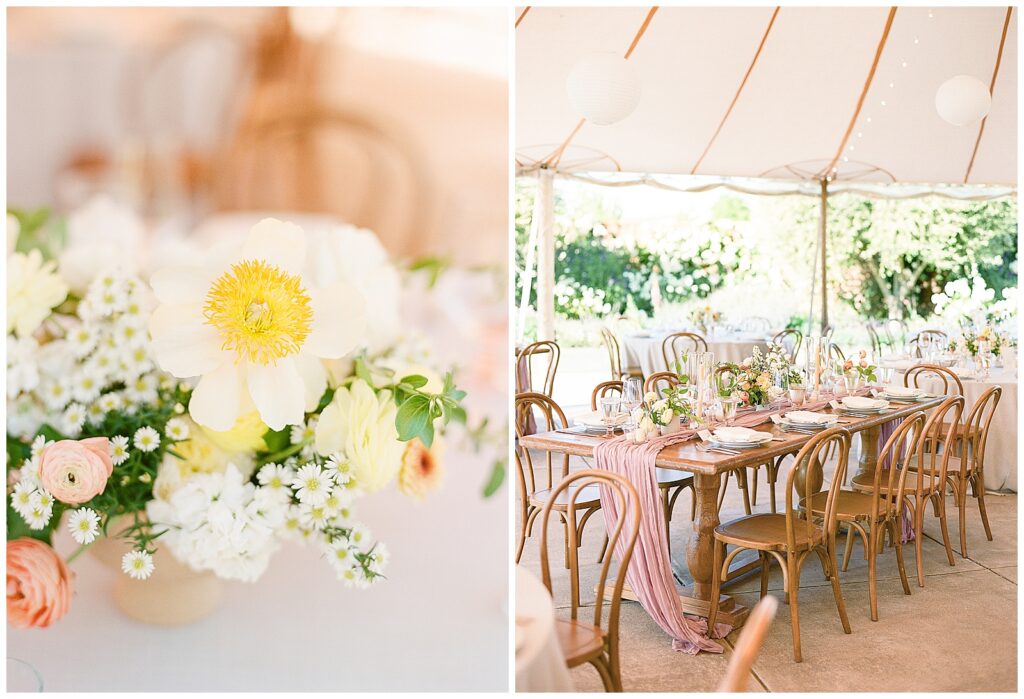 Wedding reception in tent at Cornerstone Sonoma