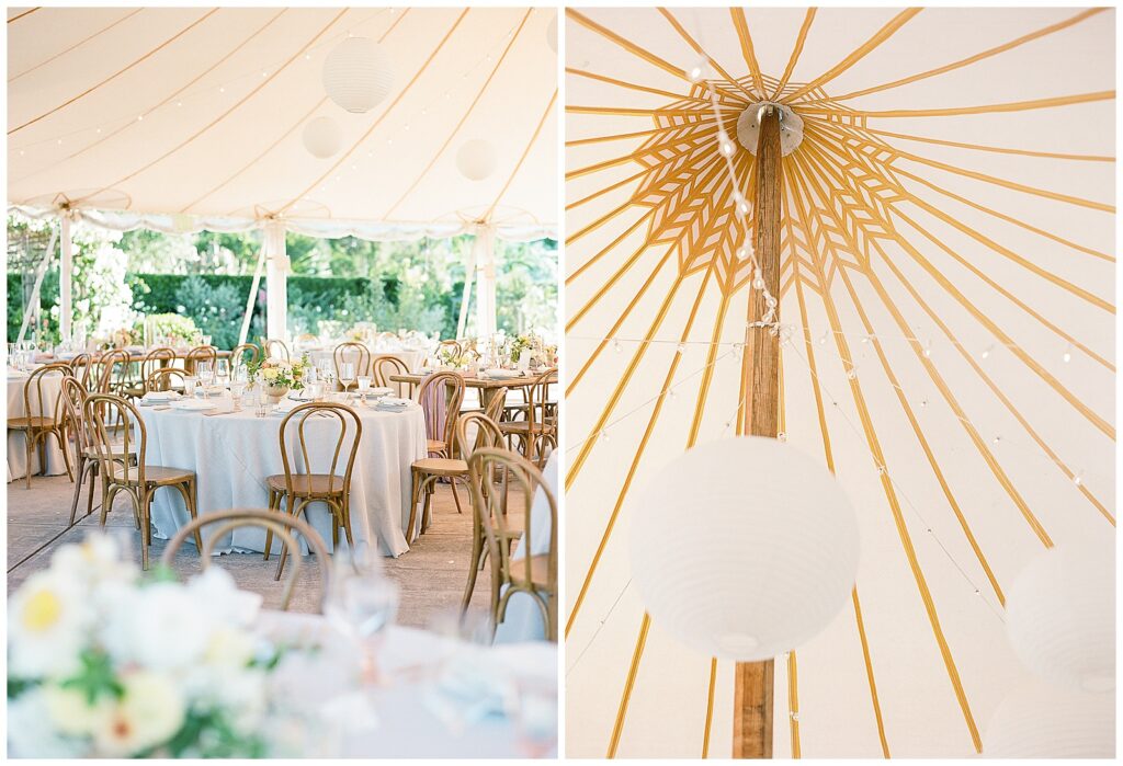 Wedding reception in tent at Cornerstone Sonoma