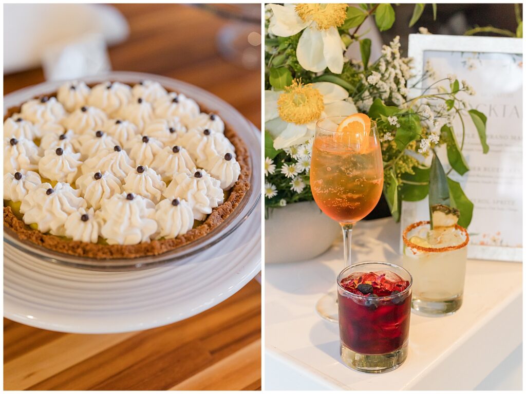 Signature cocktails and pie for wedding